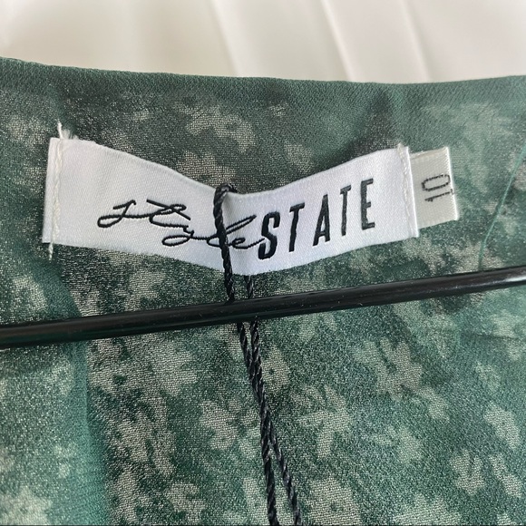 Green Floral Longsleeve Shirred Crop Top Size - Picture 7 of 9